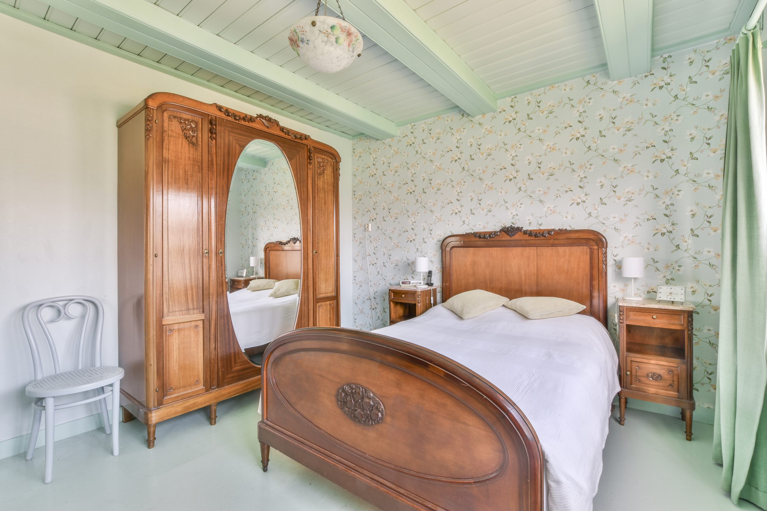 farmhouse bedroom wooden dresser vintage and antique furnishings